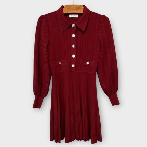 SANDRO Lison Short Knit Dress In Bordeaux Size 36 US/6 - Picture 4 of 14